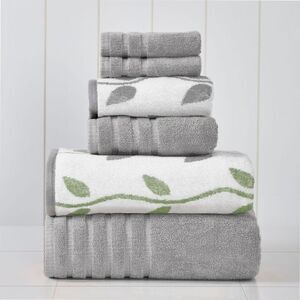 Modern Threads -  Organic Vines 6-pc Yarn Dyed Towel  Gray